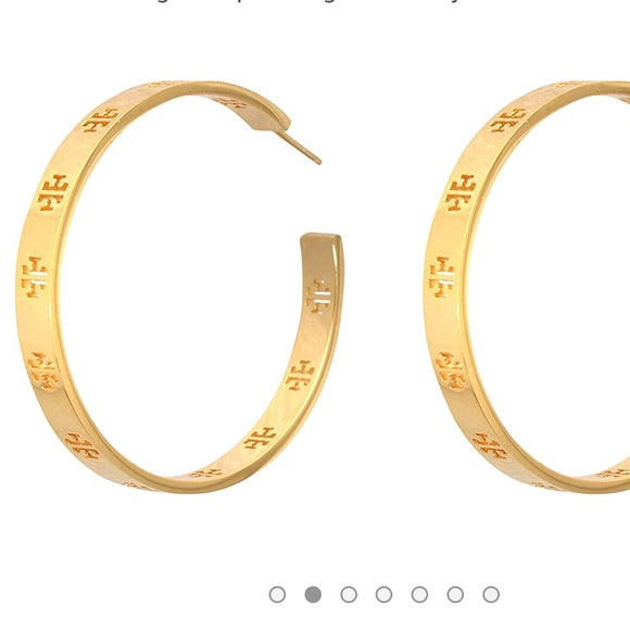 Tory Burch Jewelry - Tory Burch Pierced T Logo Hoop Earrings